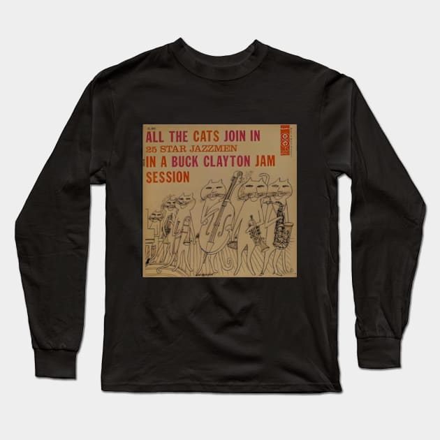 All the Cats Join In - Vintage Jazz Album Cover Long Sleeve T-Shirt by Desert Owl Designs